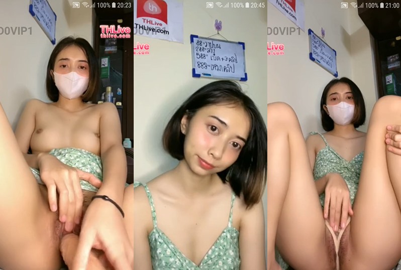 Porn clip from Thlive, a Thai girl with short hair doing a live show, showing off her breasts and vagina until she reaches orgasm.
