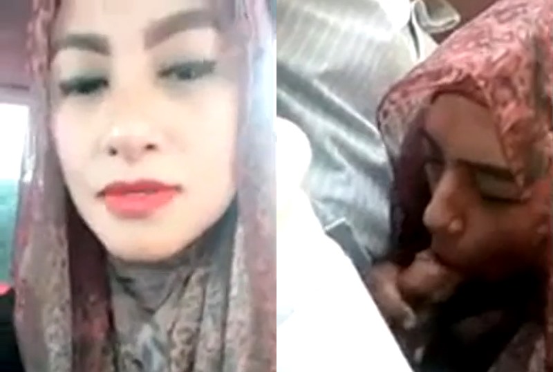 Headscarf blowjob in the car