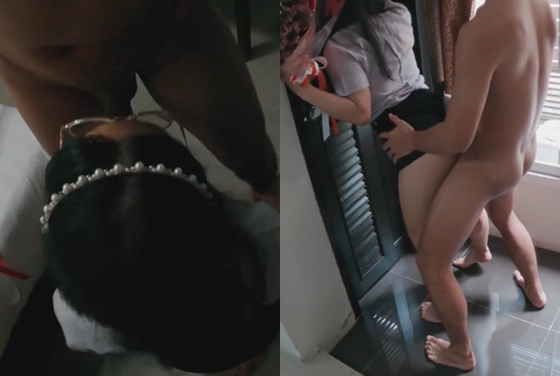 Skter10 celebrates finishing school by having sex with a white pussy student in a condom next to Mahidol University in Bangkok.